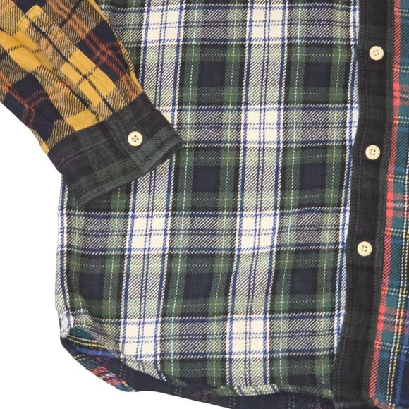 Flannel Plaid Multi Patch Shacket Shirt American Eagle Outfitter Size Medium - Picture 6 of 16